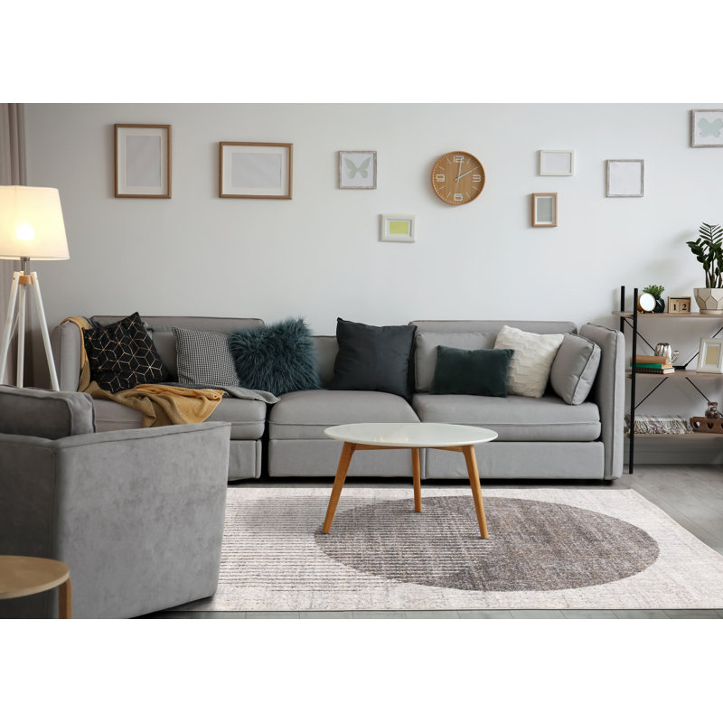 Tapis d'intérieur patiné à motif géométrique patiné blanc, 8 pi x 11 pi (7 pi 10 po x 10 pi 6 po) Branch Art