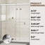 Porte de douche coulissante double 57 "à 60" x H 72 ", porte de douche en verre trempé anti-déflagrant 1/4", structure en aluminium, argent brillant-132664850