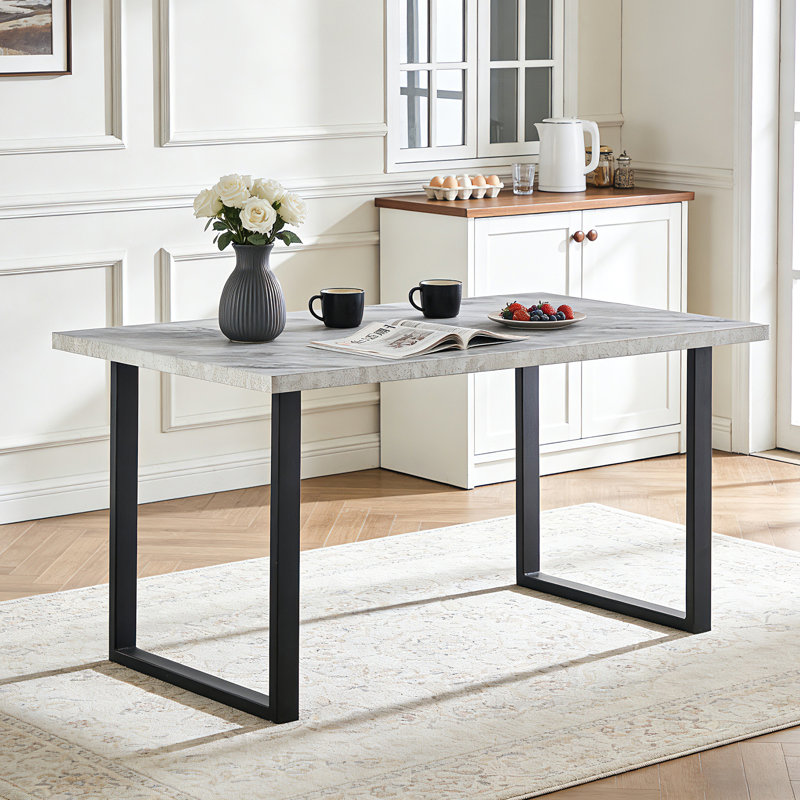 Anizoba Modern 150 x 90cm Dining Table with Thickened Top and Legs, Silver Marble