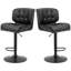 Ensemble de 2 tabourets de bar avec siège réglable, coussin rembourré épais et repose-pieds en métal, noir
