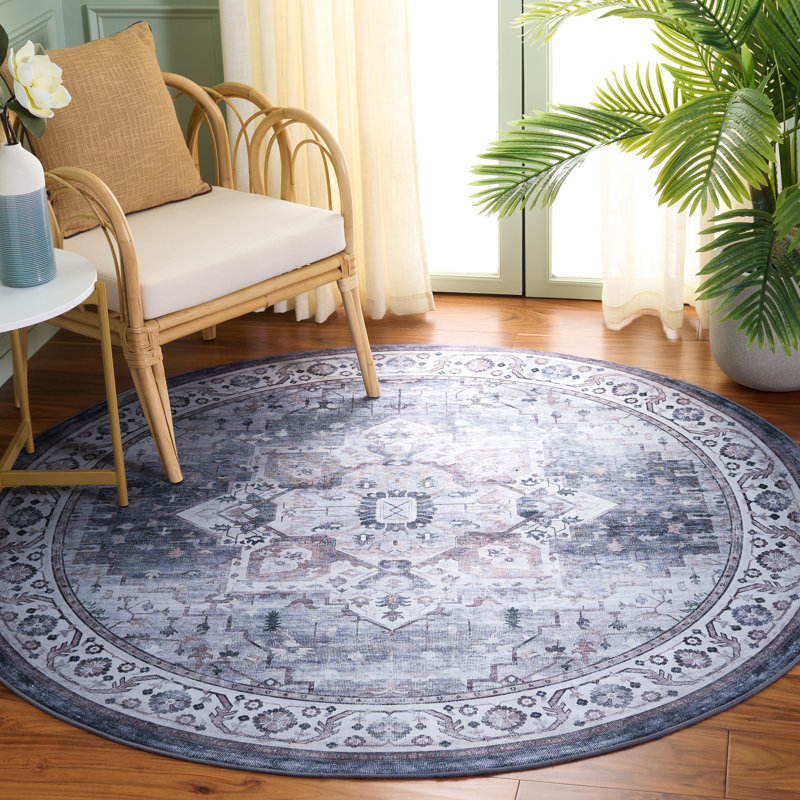 Tucson 233 M/W S/R Performance Machine Washable Oriental Rug, Round 6'