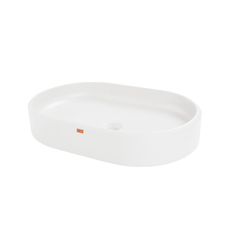 Ubud Oval Concrete Vessel Sink, Tulum White