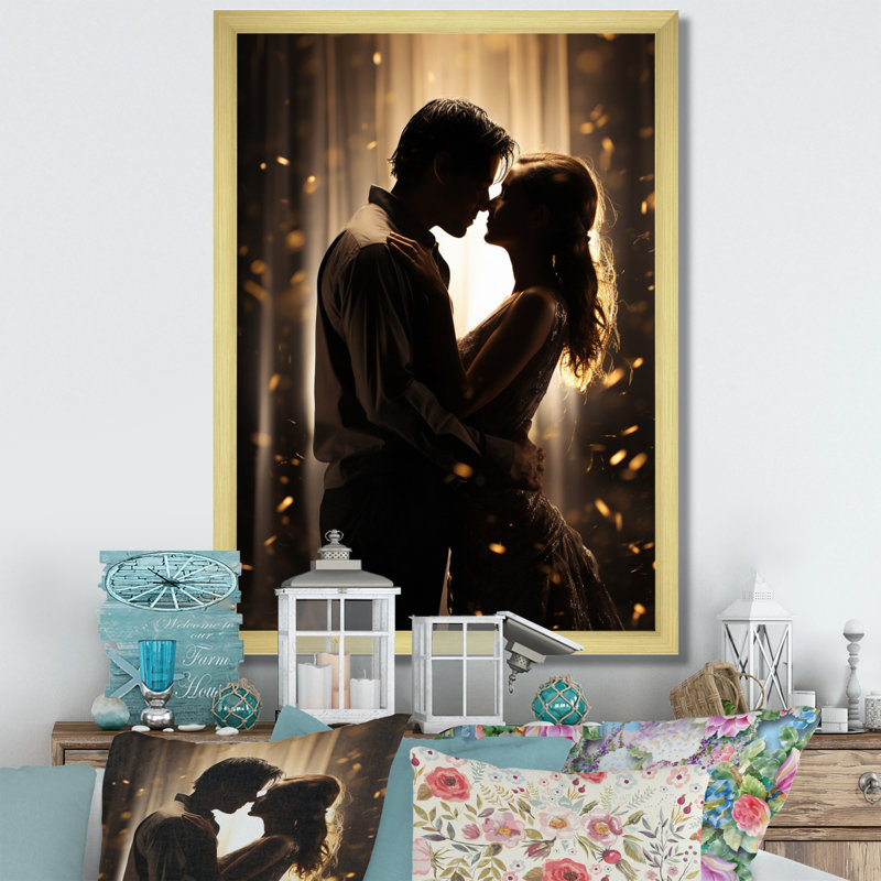" Wedding Couple Celestial Union III ", 32" H x 16" W x 1" D, Gold Single Picture Framed