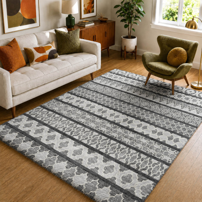 Tapis bohème shggy de rêve lavable à la machine de qualité supérieure, Grey, 10' x 14'