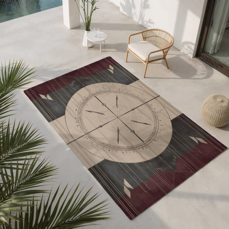 Courtly Canvas Indoor And Outdoor Area Rug, Rectangle 4' x 6'