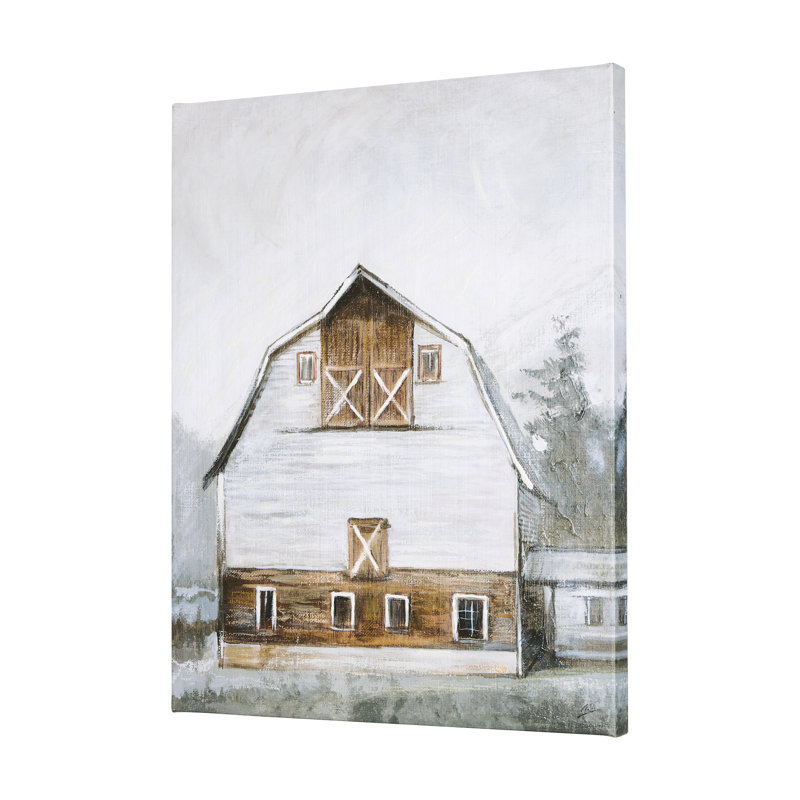 Toile texturée embellie à la main Old Barn II, H 35 po x l 28 po x P 1,5 po