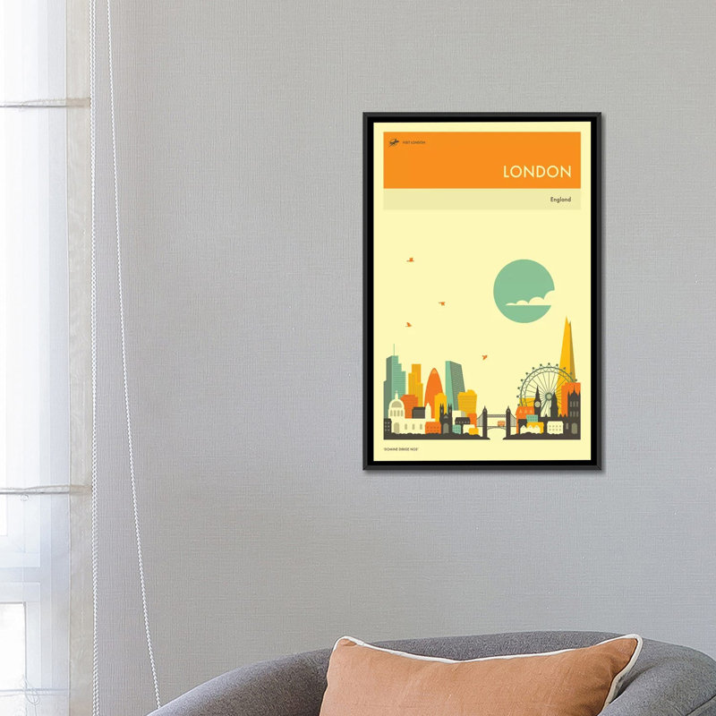 « london horizon ii », reproduction d’impression sur toile, H 26 po x l 18 po x P 1,5 po, Toile avec cadre noir, Pas de tapis