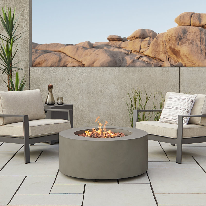 Aegean 36" Round Steel Propane or Natural Gas Fire Pit Table by Real Flame, Gray