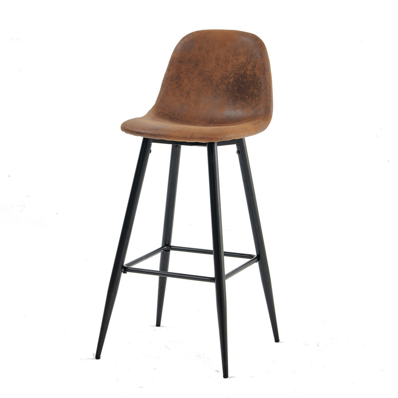 Blakesburg Upholstered Counter Stool with Metal Frame, Black
