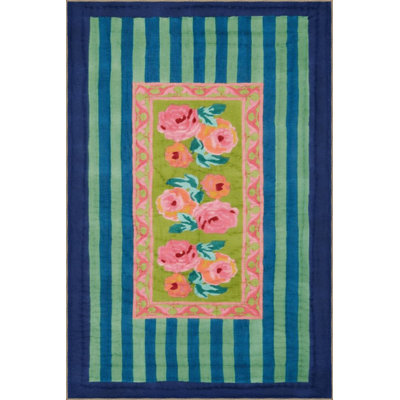Multi Color Mixed Geometric Stripe Pattern Creative Modern Decorative Machine Washable Area Rug