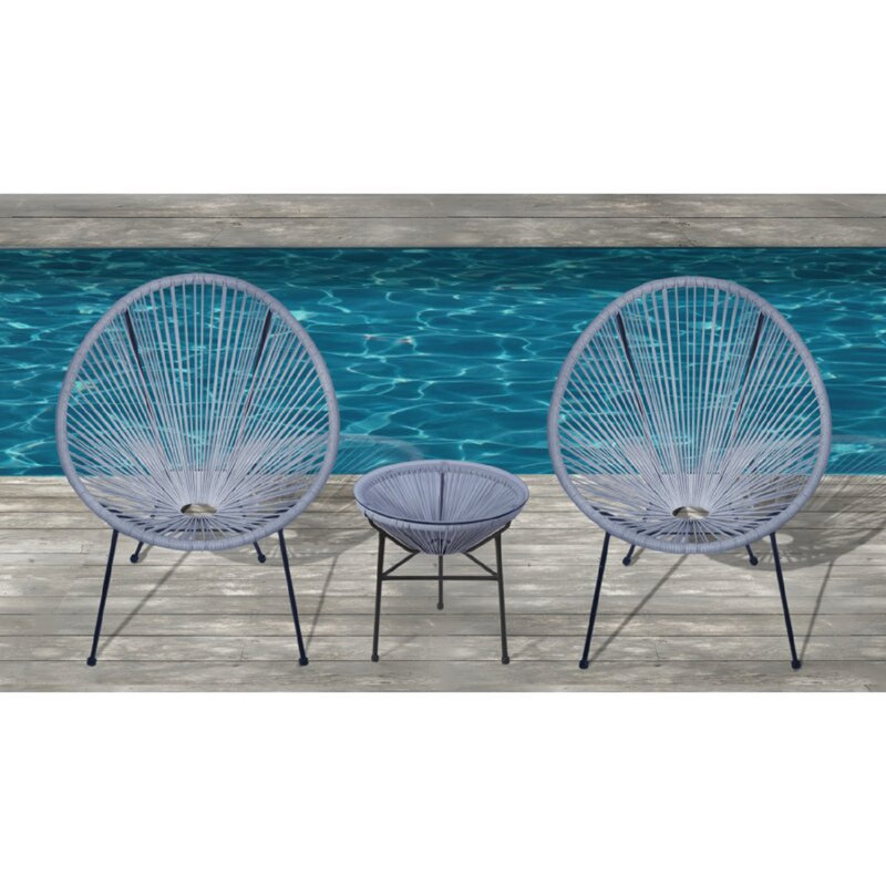 Liyara 3 Piece Seating Group, Blue Gray