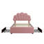 Velvet 3FT Single Petal Bed with Adjustable Headboard, 2 Storage Drawers, Solid Wood Slats, No Box Spring Needed, Easy Assembly-128930557
