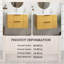 Meuble-lavabo de salle de bain avec lavabo, armoire de rangement flottante à fines rayures avec tiroirs, lavabo intégré en pierre frittée blanche Carrara, pré-assemblé-445188708-445188709