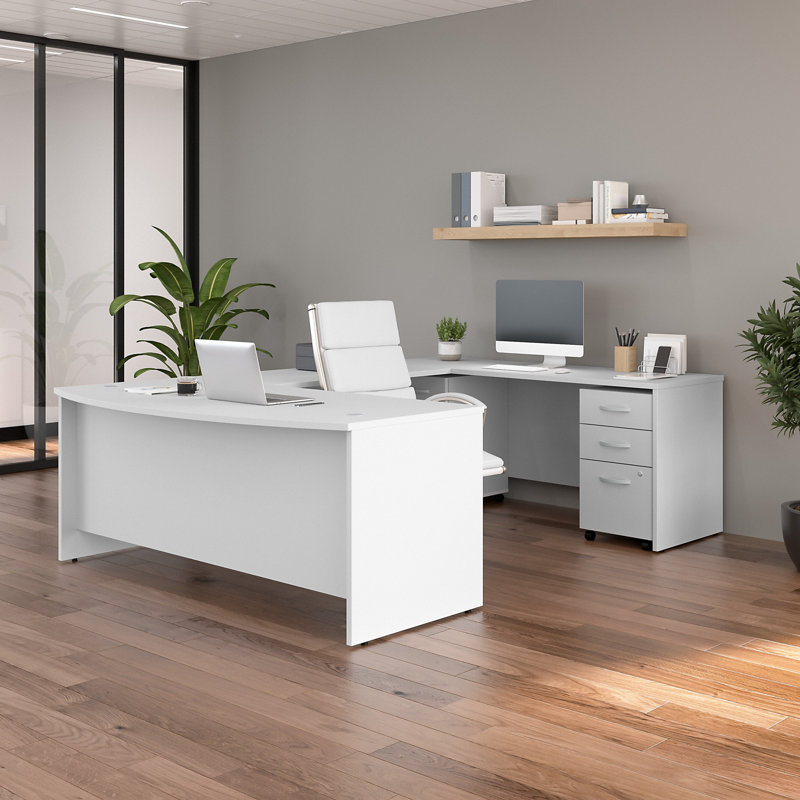 Ensemble de bureau d'ordinateur en U 72 W 5 pièces Collection Office 500, Blanc