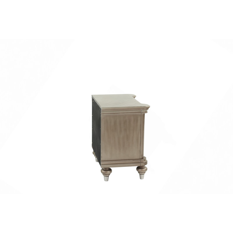 Table de chevet 1Pc Table de chevet 2 tiroirs 2 tons, garniture en placage de papier