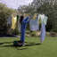 Corde à linge d'extérieur (131 pieds) avec pointes de sol en métal.