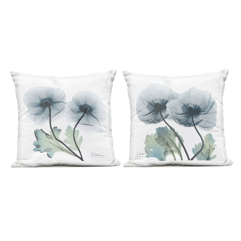 Coussin lumineux pour l'extérieur Luminous Sapphire Florals Design par Albert Koetsier (ensemble de 2)