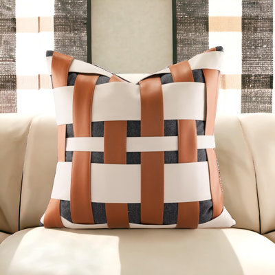 Faux Leather Throw Pillow Cover