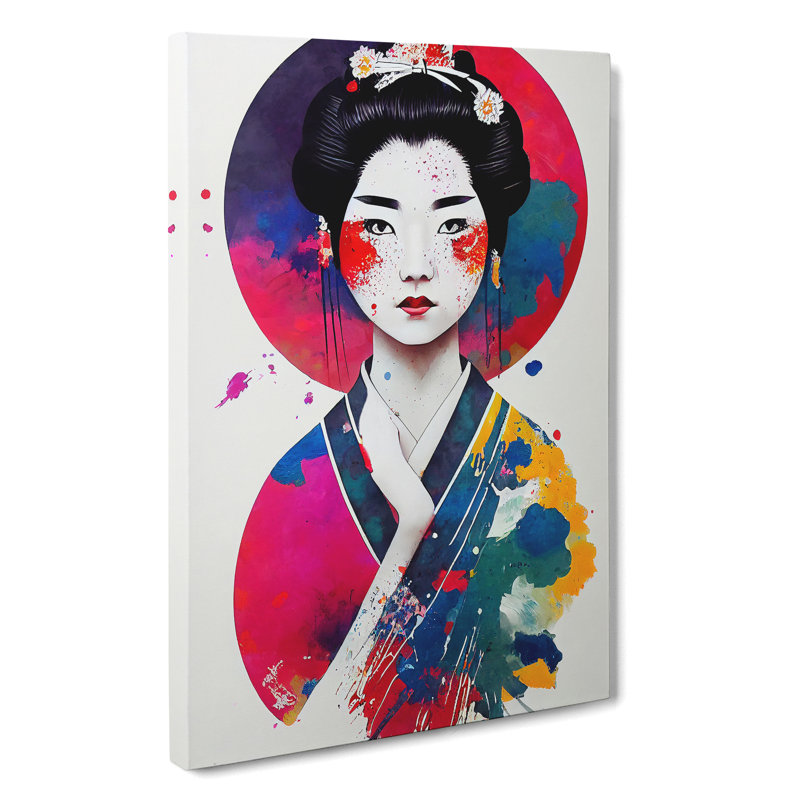 Paint Drip Geisha No.2 - Wrapped Canvas, 50cm H x 35cm W x 3cm D