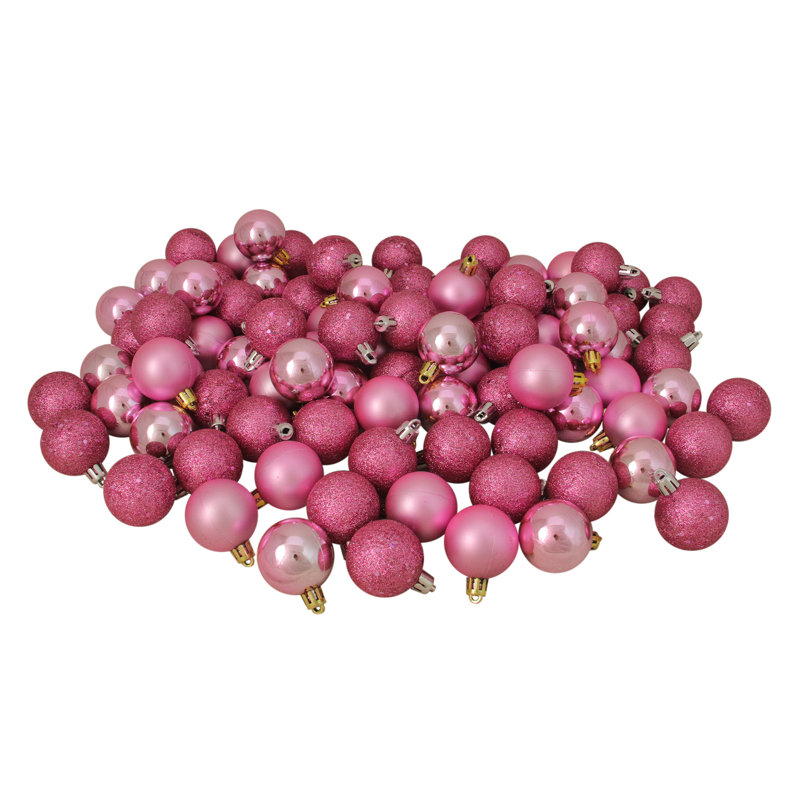 9 Ornement boule de Noël à 4 finitions incassable, Rose bonbon