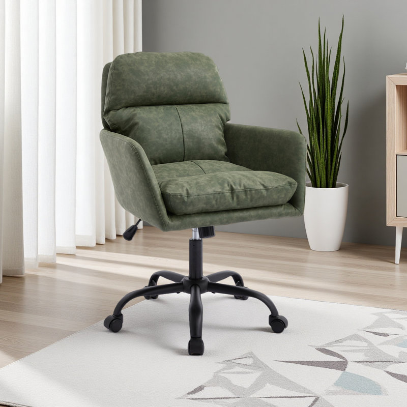 Chaise de bureau à hauteur réglable avec similicuir synthétique, Vert