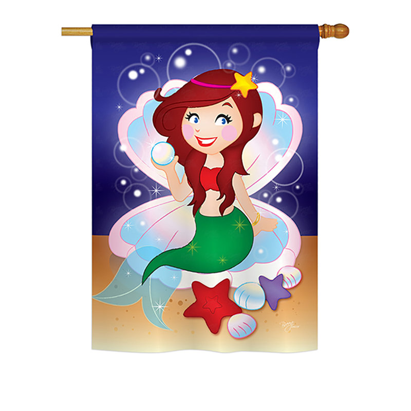 Drapeau maison en polyester 2 côtés sirène, H 40 po x l 28 po