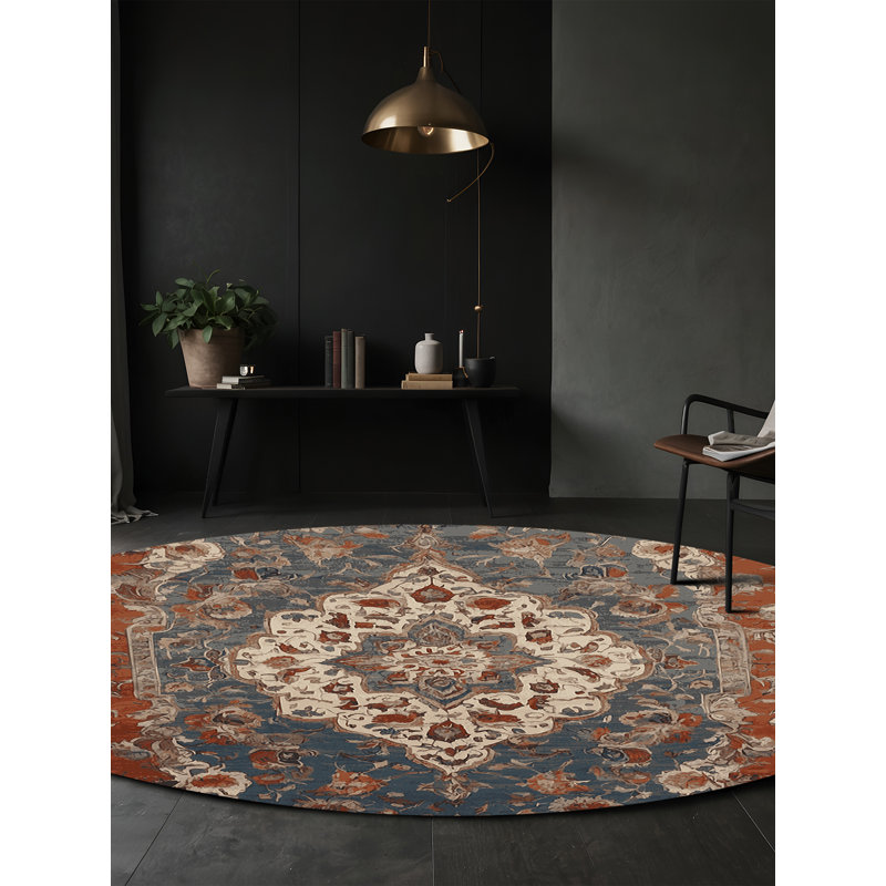 Tapis brun lavable à la machine, Rond 5 pi