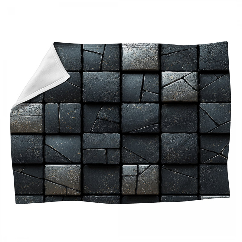 Stone Texture Fleece Throw Blanket - Abstract Throws for Sofas or Beds, 50" W x 60" L