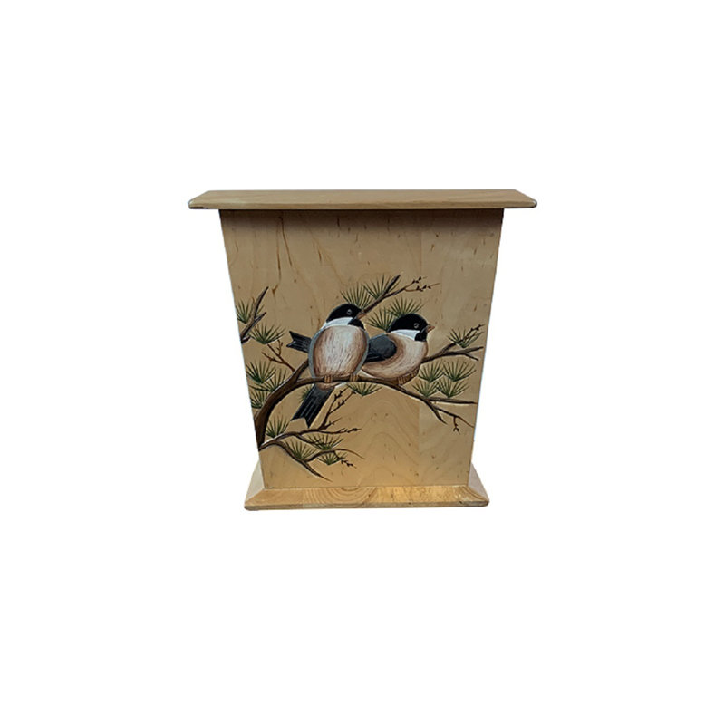 Poubelle en bois massif Lenum Birds