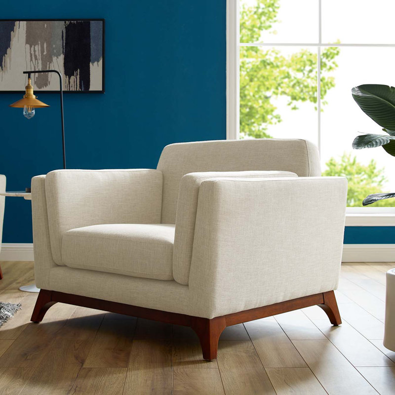 Fauteuil Chance, Mélange de polyester beige