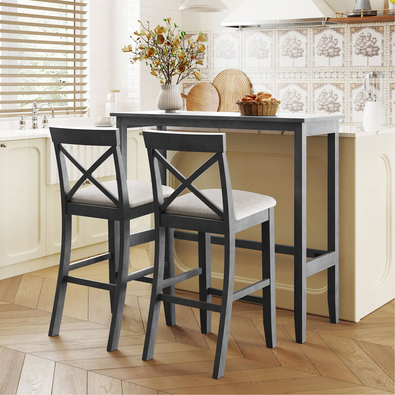 Ensemble de coin-repas en bois de 48 po Farmhouse, Gris, Gris, Gris