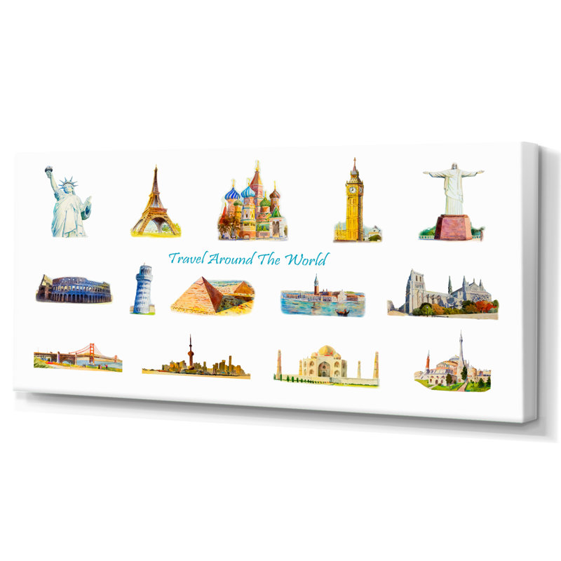 Monuments célèbres du monde V - Impression sur toile, H 8 po x l 12 po x P 1 po, Toile tendue