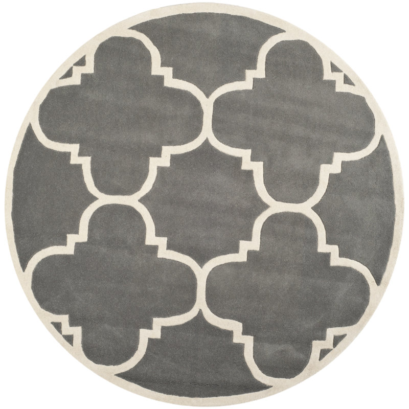 Carolene Hand Tufted Wool Geometric Rug, Round 5'