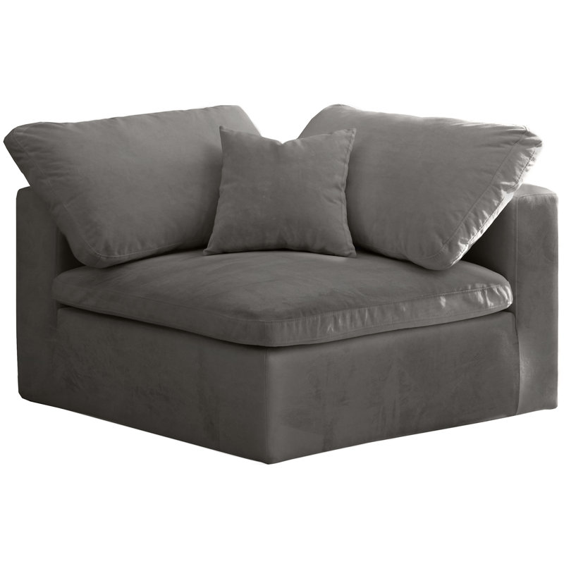 Fauteuil en velours et demi Cozy, Velours gris velours