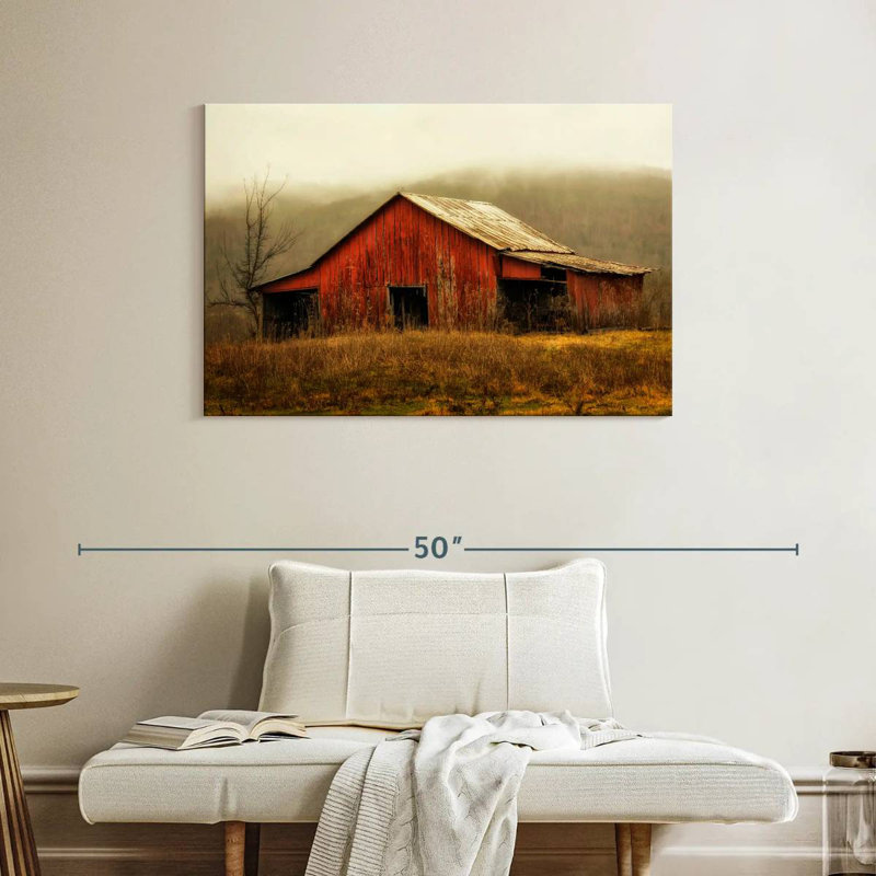 Skylight Barn dans le brouillard, H 26 po x l 39 po