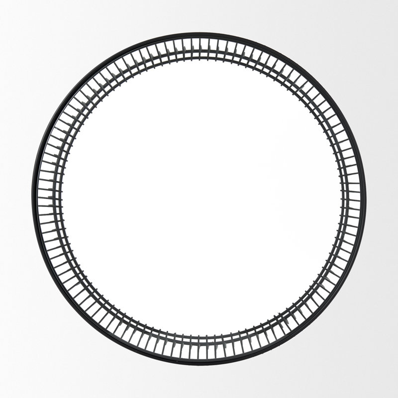 Round Black Iron Cage Coffee Table with Glass Top