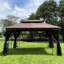 Pavillon de jardin 13 x 10 avec matériau résistant aux rayons du soleil et moustiquaire ventilé brun