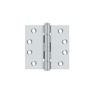 Deltana DSB4B26 4" x 4" Square Hinges, Ball Bearings in Polished Chrome Pair