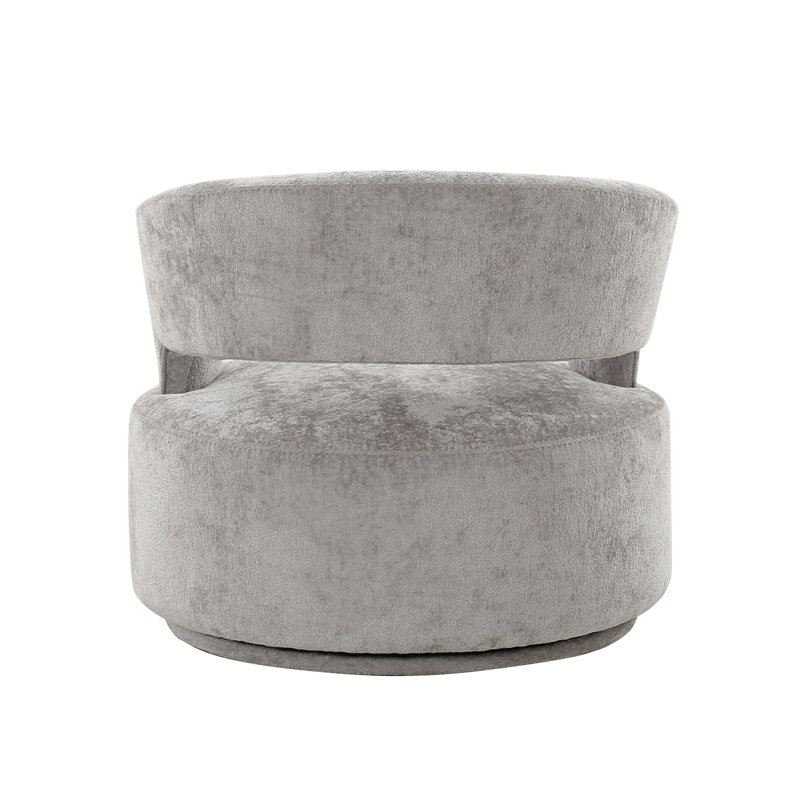 Piagia Upholstered Swivel Barrel Chair, Gray