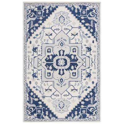 Lauren Ralph Lauren Hand Tufted Wool/Cotton Oriental Rug in Ivory/Navy