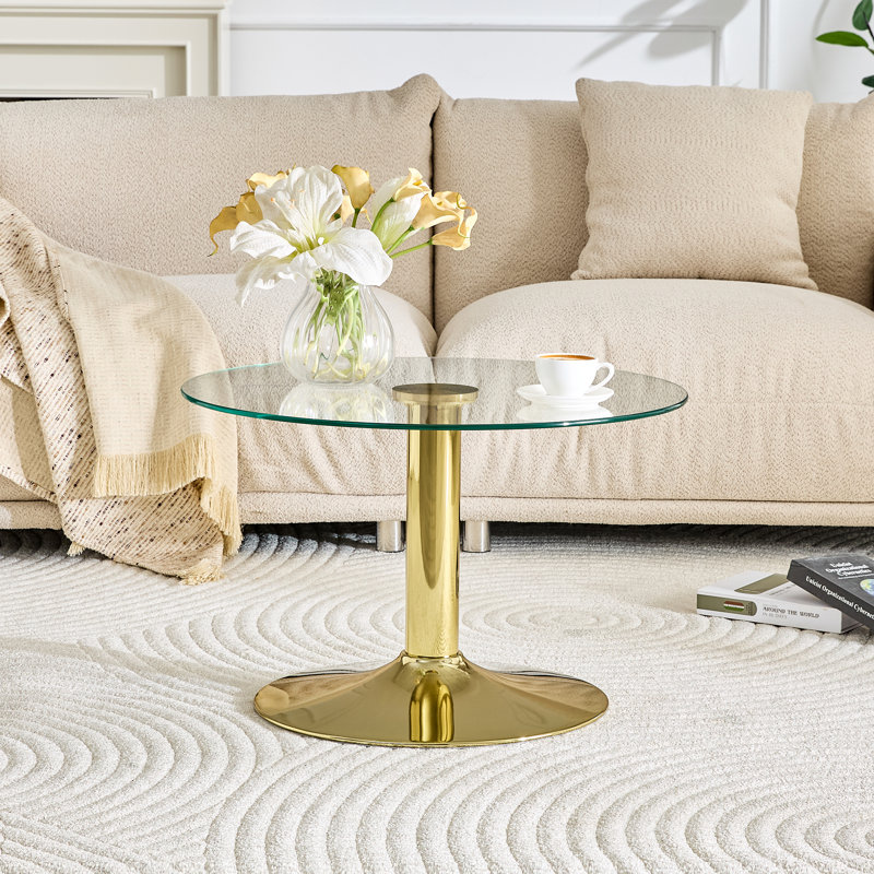 Tables basses modernes et cocktail, verre métallique doré de 27,5 po, maison compacte