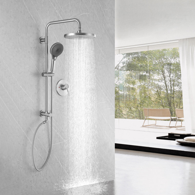 Robinet de douche mural à deux fonctions avec passe-partout noir mat, Brushed Nickel