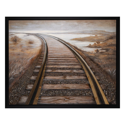 Rushing Way Railroad Framed Canvas Wall Art