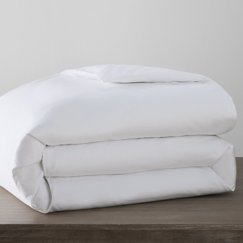 Danfield Cotton Sateen Duvet Cover Set, Full / Queen Duvet Cover + 2 Pillow Shams, White