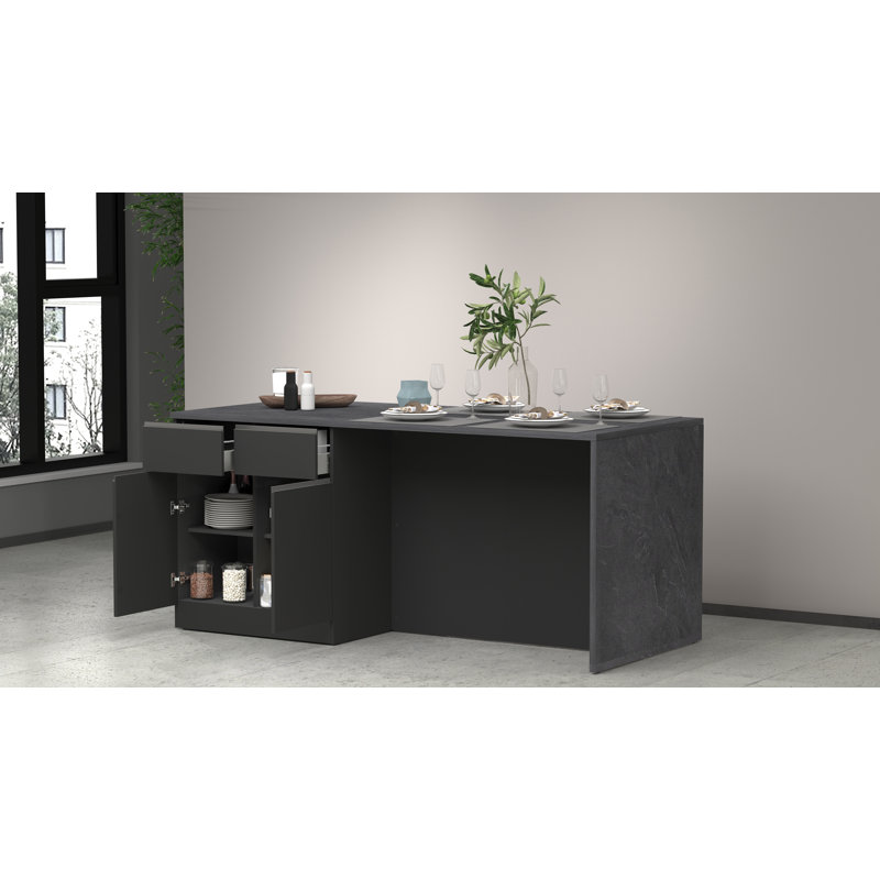 Sadrac Wood Kitchen Island, Anthracite Grey/Grey