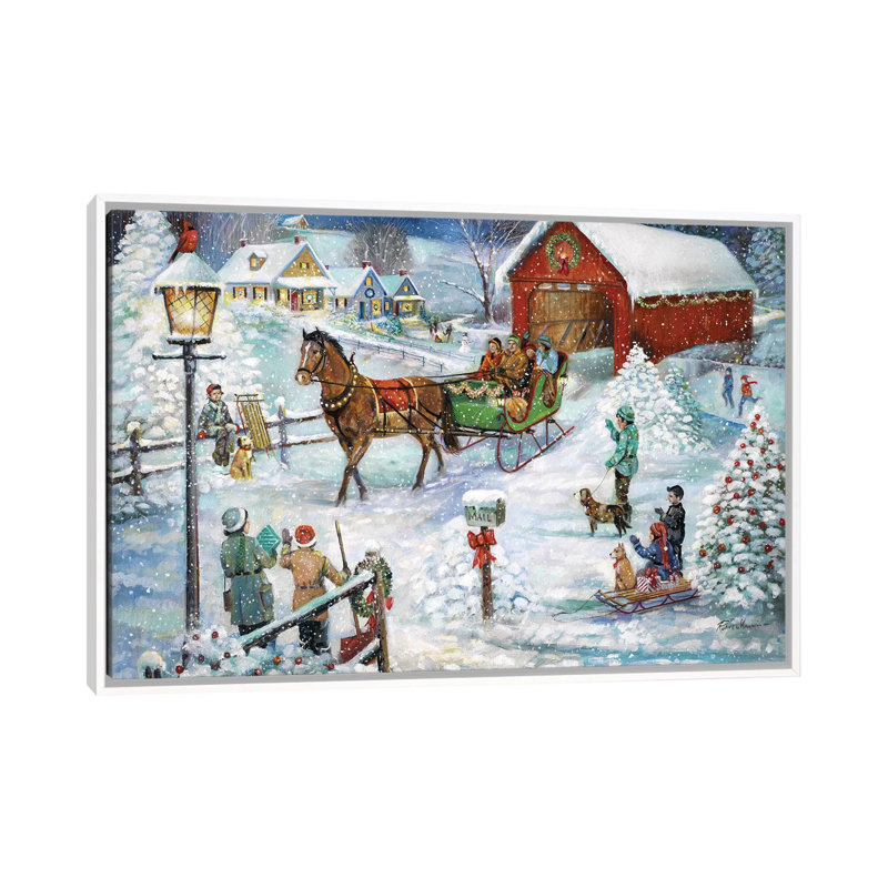 «Sleigh Ride» par Ruane Manning - reproduction d'art, H 32 po x l 48 po x P 1,5 po, Toile blanche encadrée, Aucun mat