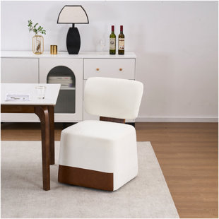 Linen Upholstered Armless Dining Chair With Casters,IVORY