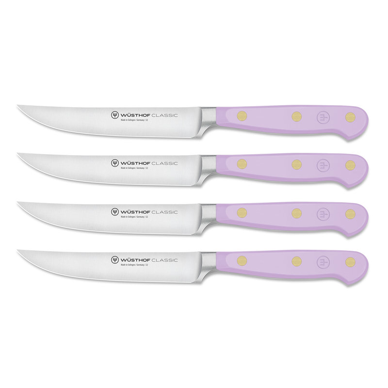 WÜSTHOF Classic Color Coral Peach 4 Piece Steak Knife Set, Purple Yam
