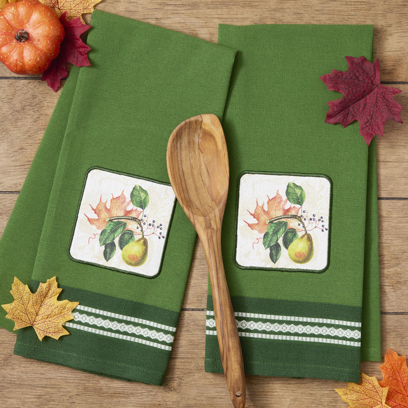 Botanical Fruit Dishtowel Set/2, 18x28, Pear