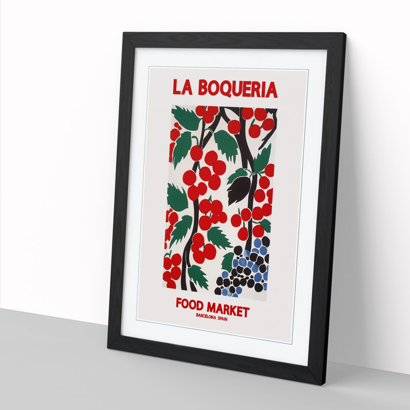 La Boqueria Food Market Exhibition 5 - Single Picture Frame Print on Wood, 64cm H x 46cm W x 2cm D